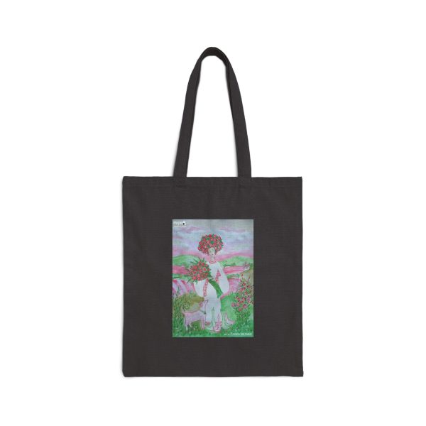 Cotton Canvas Tote Bag - Girl with Flowers - Image 6