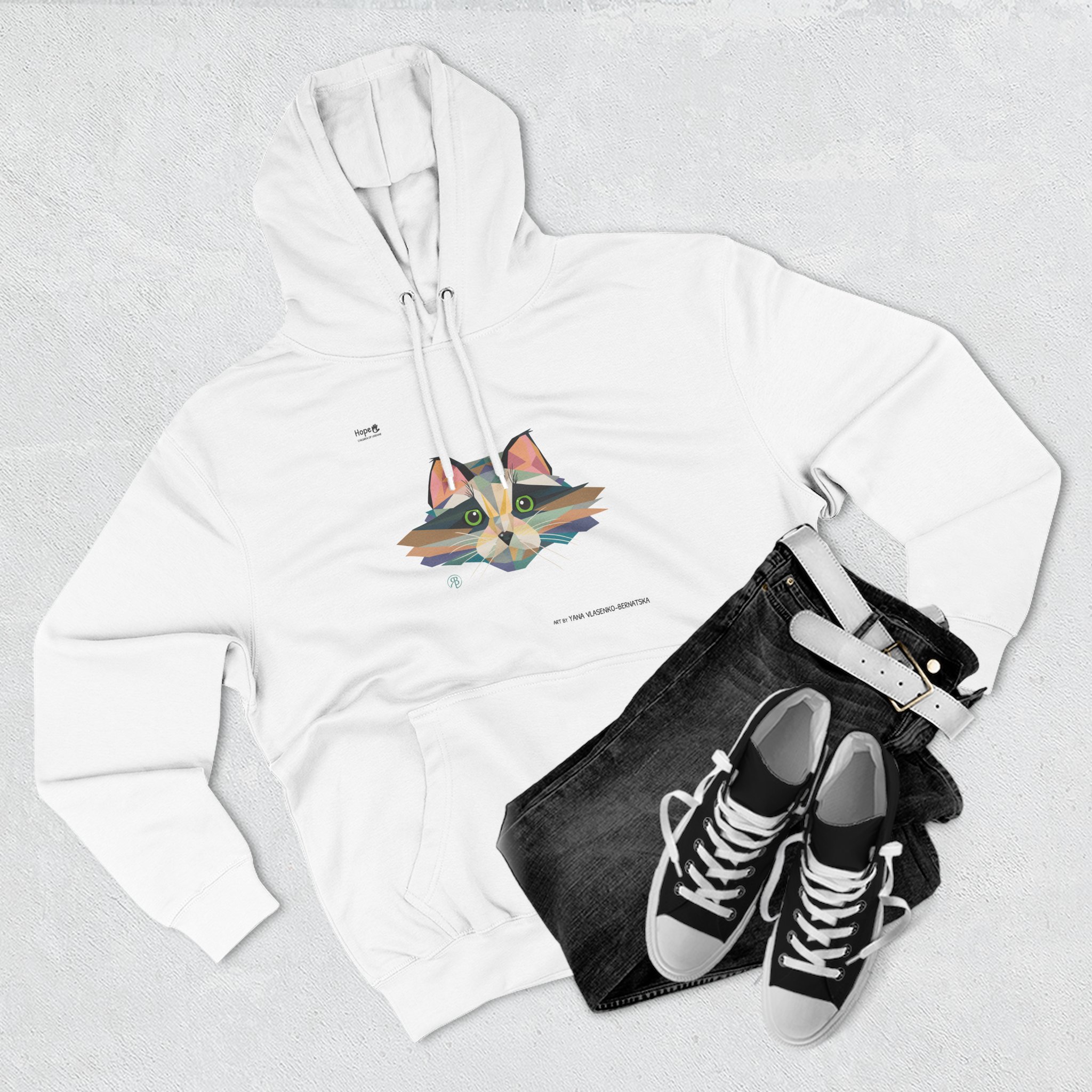 Three-Panel Fleece Hoodie – Pixel Whiskers - Image 7