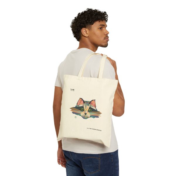 Cotton Canvas Tote Bag – Pixel Whiskers - Image 2