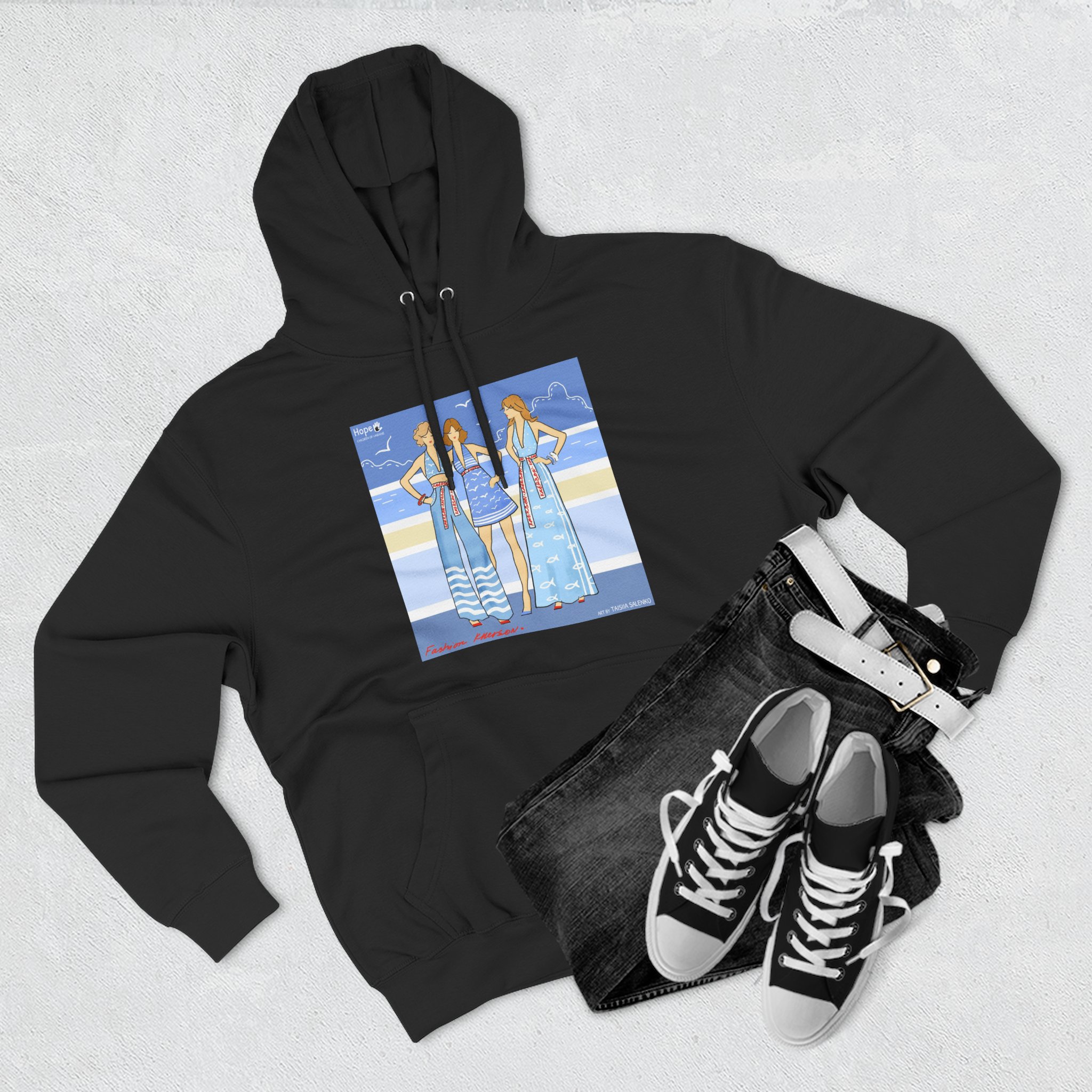 Three-Panel Fleece Hoodie – Kherson is Ukraine