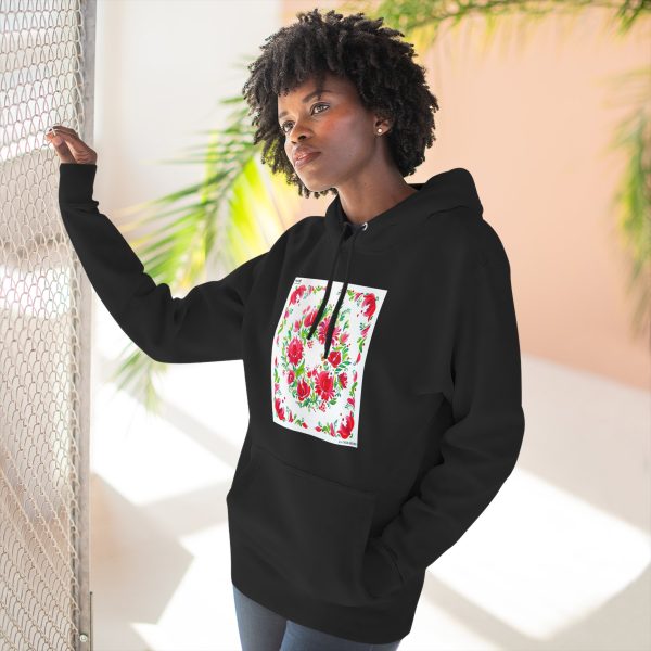 Three-Panel Fleece Hoodie - Petrykivka Painting - Image 4