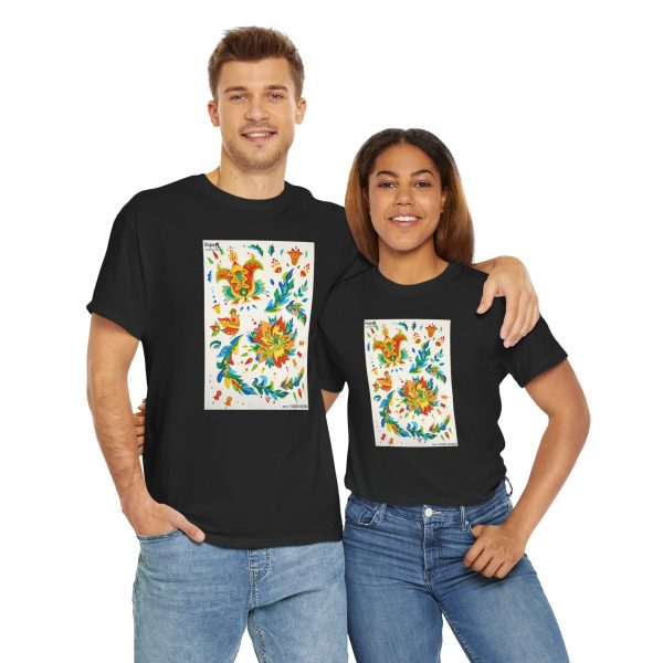 Unisex Heavy Cotton Tee - Elements of Samchykivka Painting - Image 2