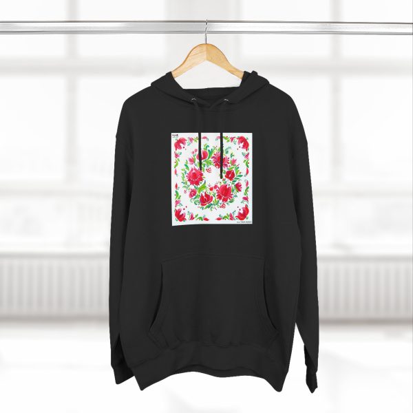 Three-Panel Fleece Hoodie - Petrykivka Painting - Image 5