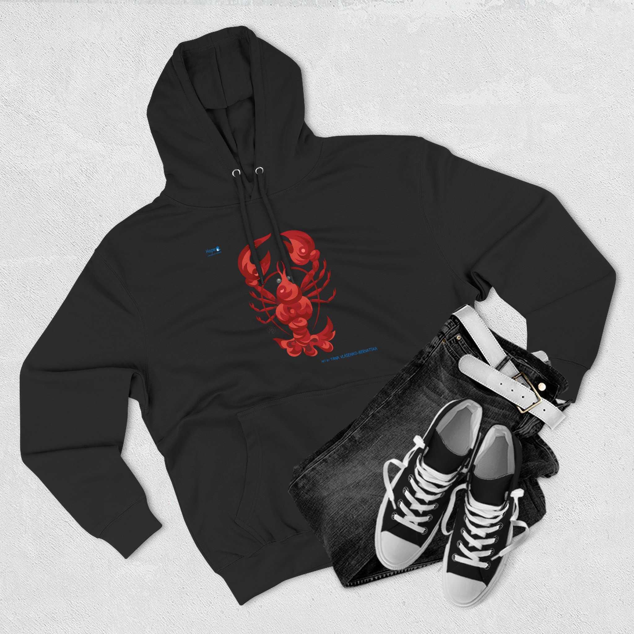 Three-Panel Fleece Hoodie — Crimson Claws
