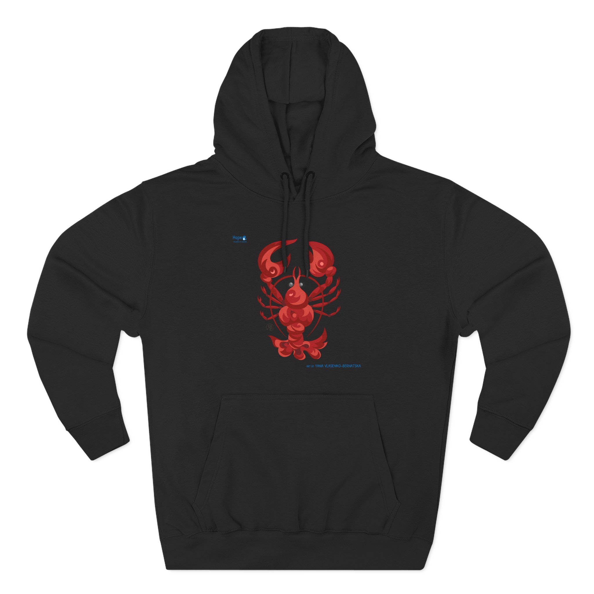 Three-Panel Fleece Hoodie — Crimson Claws