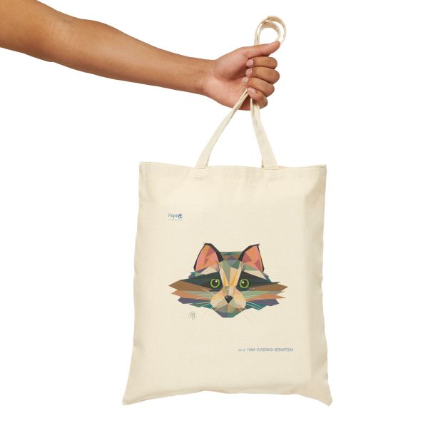 Cotton Canvas Tote Bag – Pixel Whiskers - Image 3